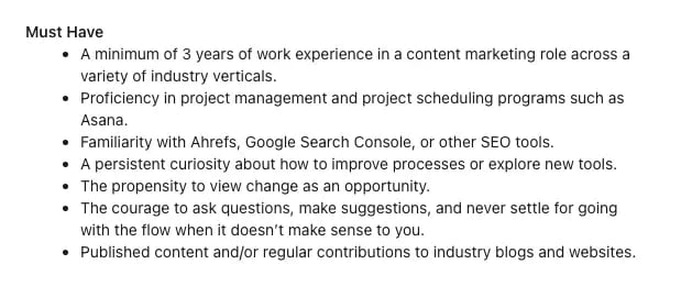 chatgpt marketing job email, requirements