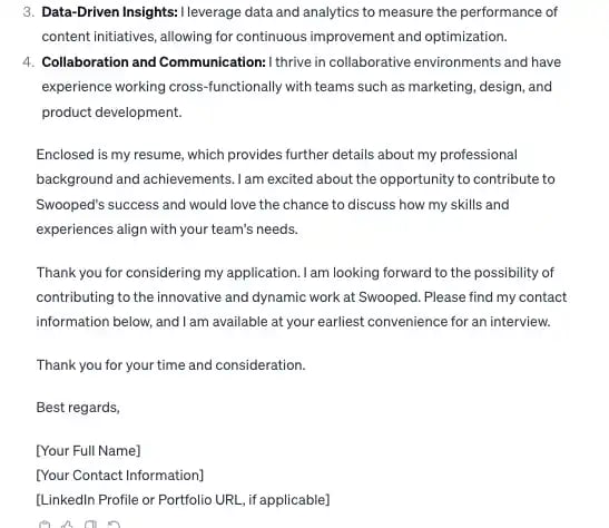 chatgpt marketing job email, swooped 