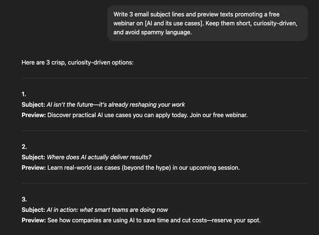 chatgpt prompt for webinar, ai generated content for webinar
