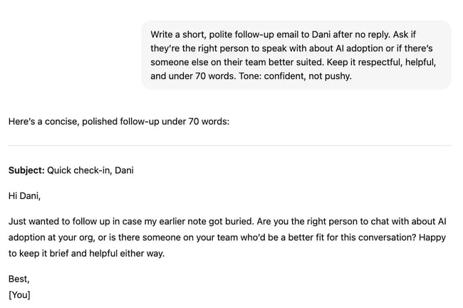 chatgpt prompts for sales emails, asking for a referral