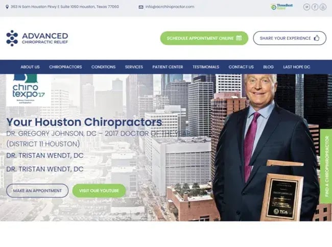 chiropractor website, advanced chiropractic relief