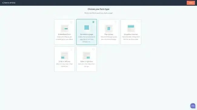 choose which type of sponsorship form to create