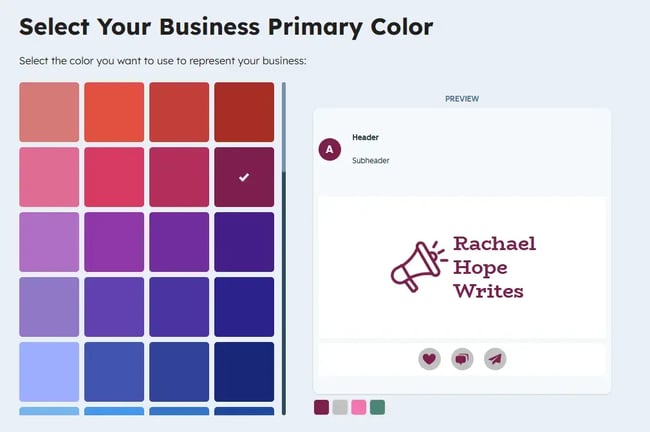 choosing a business color for a logo in hubspot’s logo maker