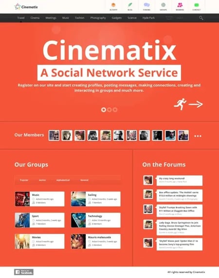 Great WordPress Forum Themes: Cinematix