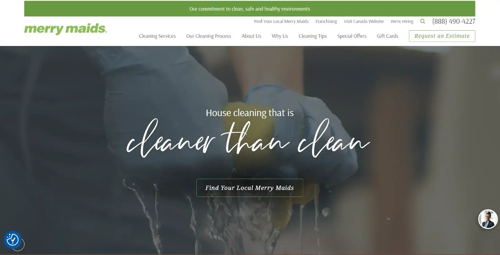 cleaning company website, Merry Maids