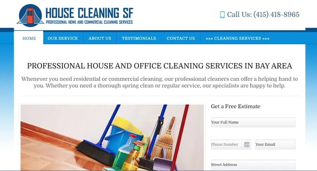 cleaning company websites, House Cleaning SF