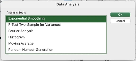click exponential smoothing