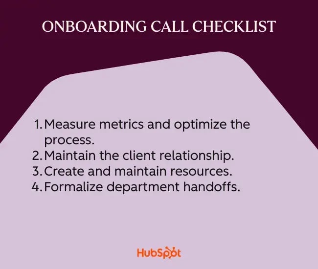 client onboarding checklist post call hand off
