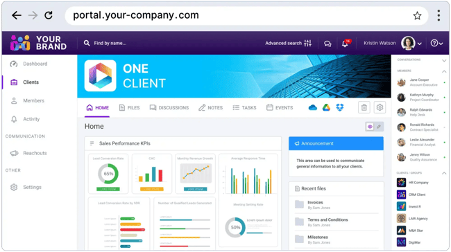 clinked offers a simple customer portal.