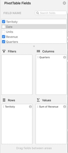 sample finalized pivottable fields box on excel