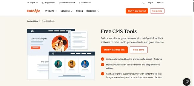 cms features - HubSpot CMS landing page