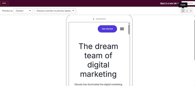 cms features - HubSpot CMS mobile theme preview