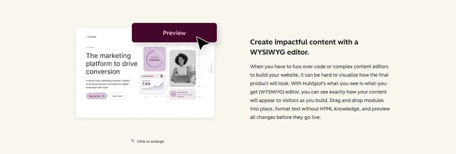 cms features HubSpot WYSIWYG Editor, Content Management System features