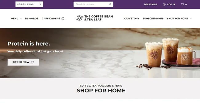 coffee bean coffee shop website