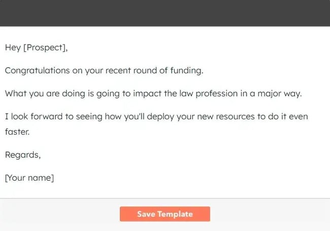 cold outreach email template congratulating lead