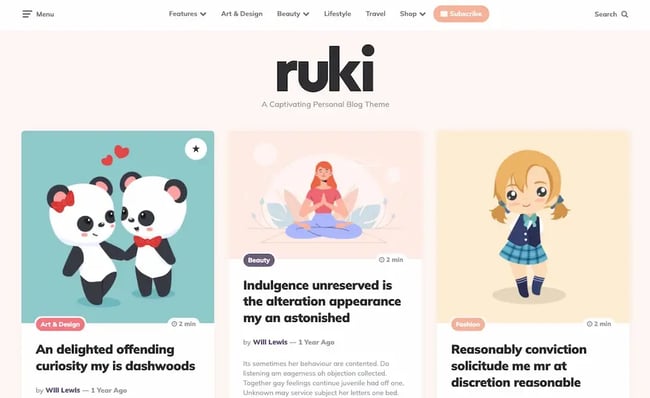 Colorful WordPress themes: Ruki