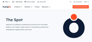 community management example, HubSpot, The Spot homepage