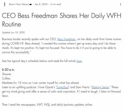 blog ideas, CEO shares her work-from-home routine