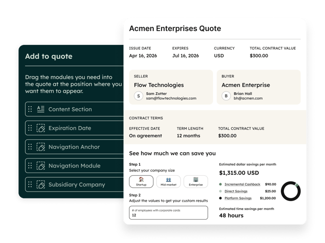 configure price quote software in revenue hub with a drag-and-drop quote builder and a customer-ready quote