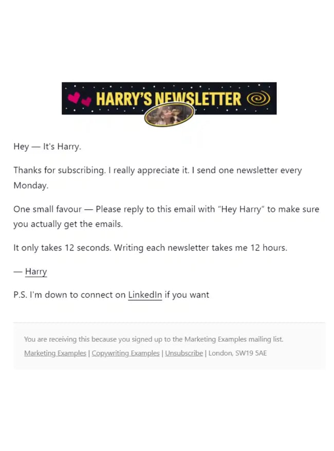 Confirmation Email Examples - Marketing Examples