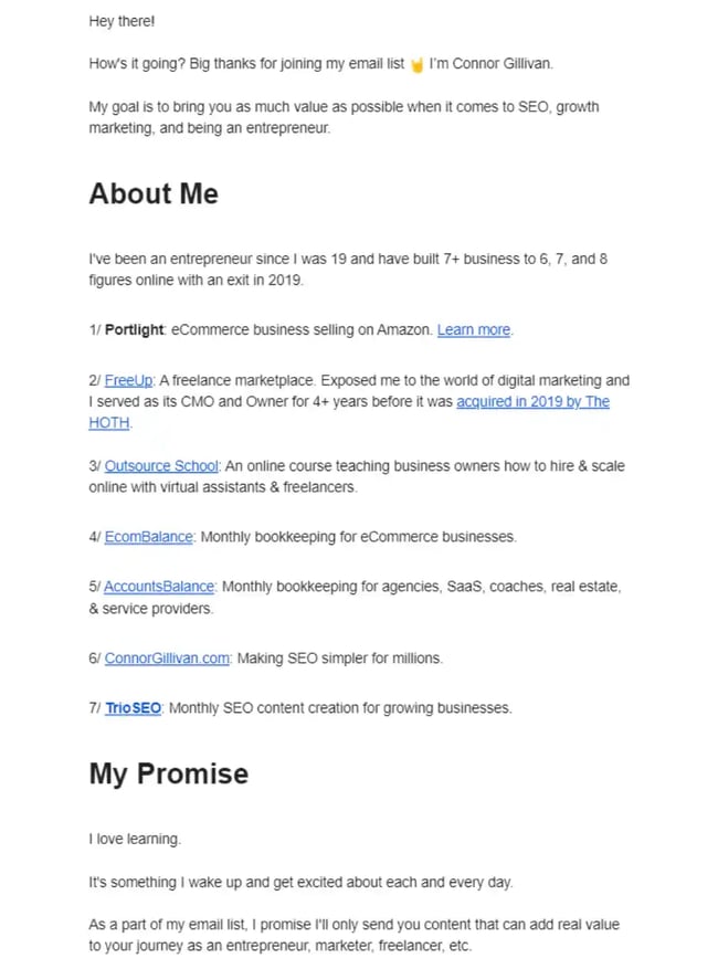 Confirmation Email Examples - Connor Gillivan