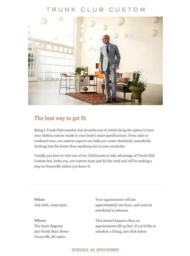 Confirmation Email Examples - Trunk Club Custom