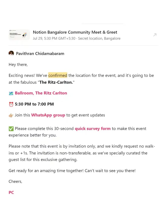 Confirmation Email Examples - Notion