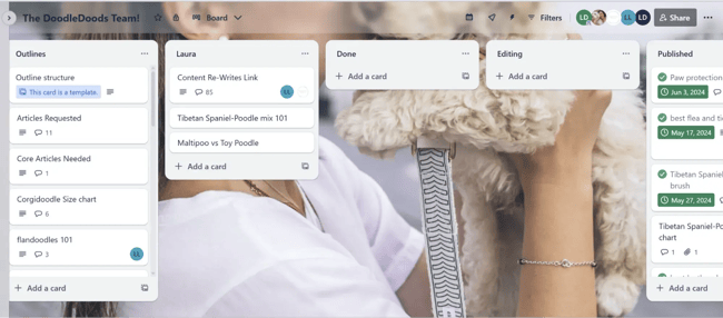 content management using trello, trello project management
