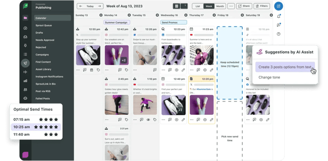 content marketing automation tools, sprout social interface