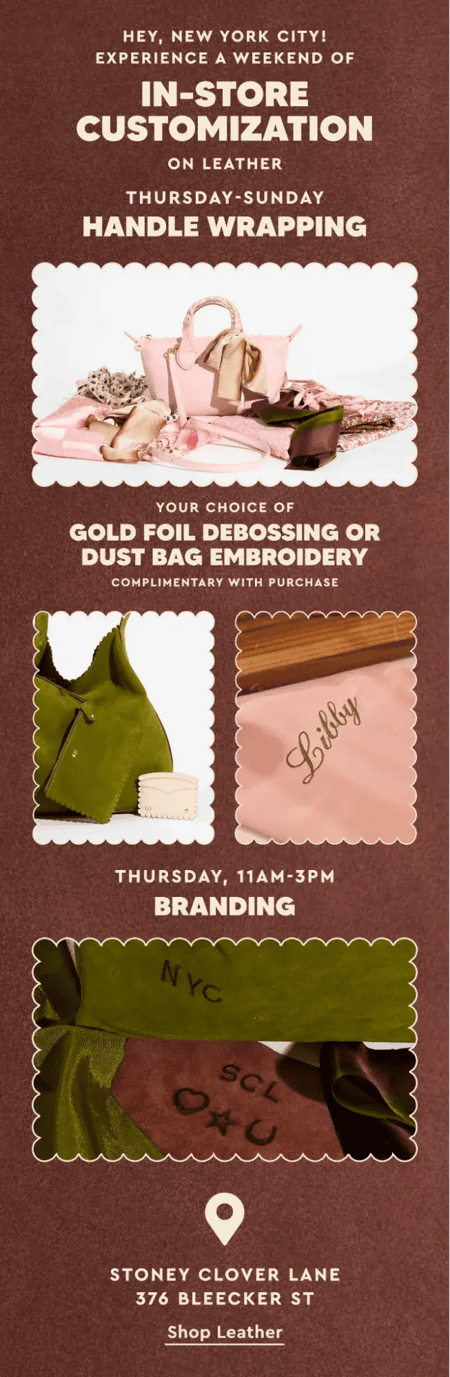 content personalization example, stoney clover lane email event invitation