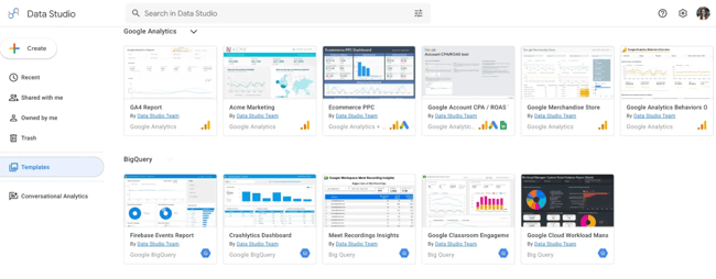 Data Studio: content marketing analytics tools