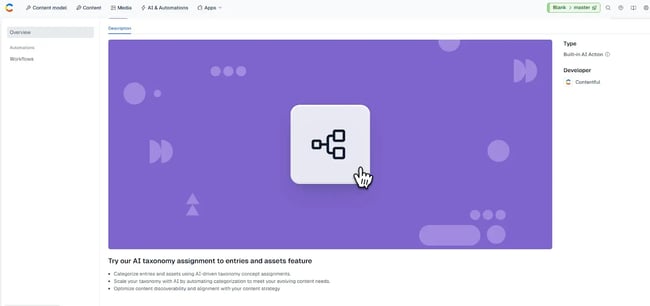 contentful ai taxonomy mapping, aeo cms