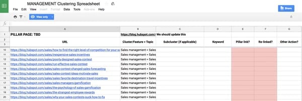 cluster spreadsheet example
