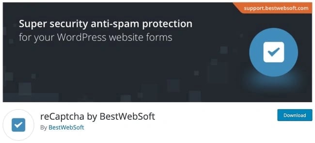 product page for the google invisible recaptcha wordpress plugin recaptcha by bestwebsoft