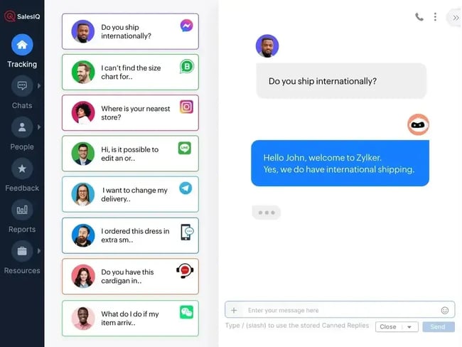 Conversational AI tool for customer service teams by Zoho CRM.