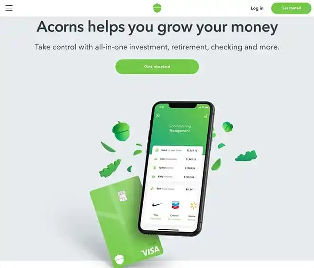Acorns mobile app demonstration