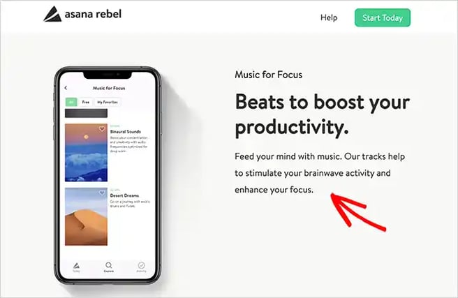 Compelling copy on landing page