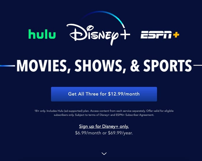 Disney+ bundled services offer.