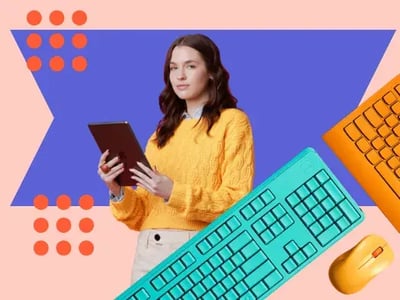 woman uses copywriting templates for work