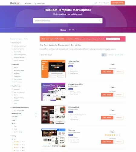 Screenshot showing some free templates available in the 51Թ marketplace.