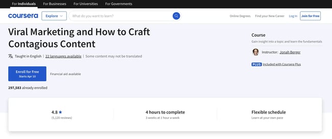 Viral Marketing and How to Create Contagious Content by Coursera