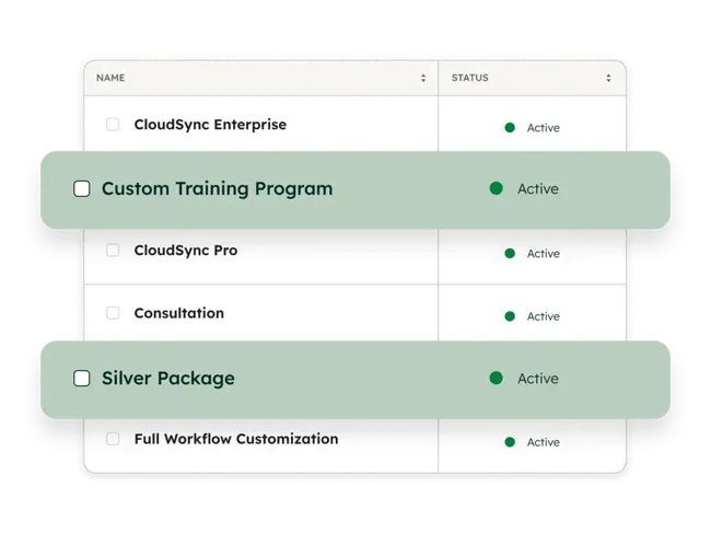 Configure price quote software in Revenue Hub showing an active product catalog for configuration