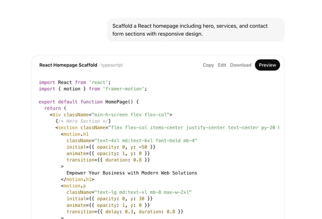 create responsive homepage, ai prompts for web developers