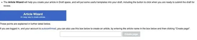 create wikipedia article, create page