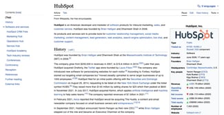 create wikipedia article, hubspot