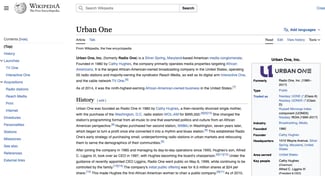 create wikipedia article, urban one