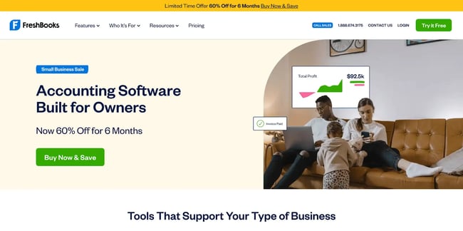 Example of a standard homepage