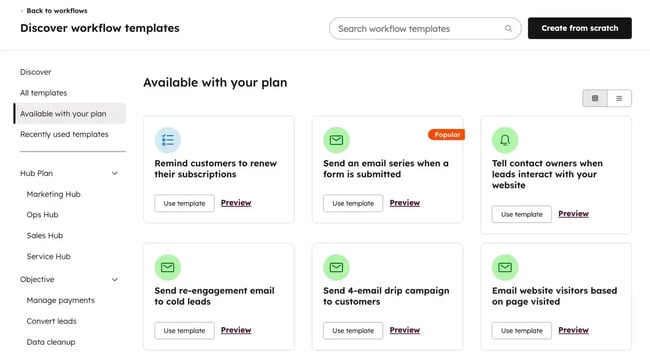 crm drip campaigns, HubSpot workflow templates