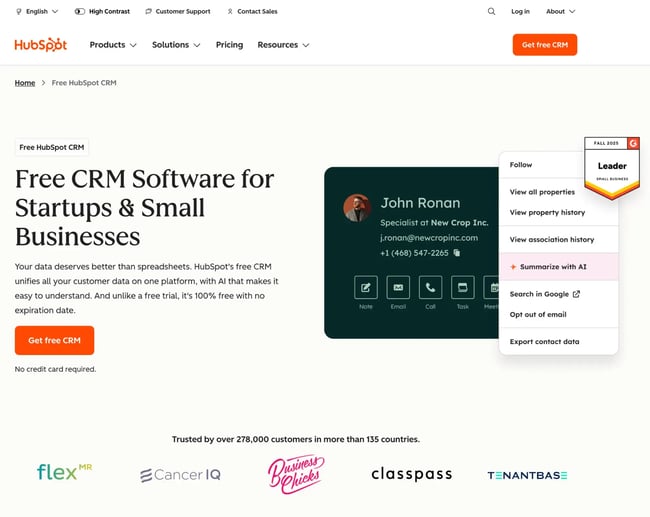 crm for saas, hubspot crm