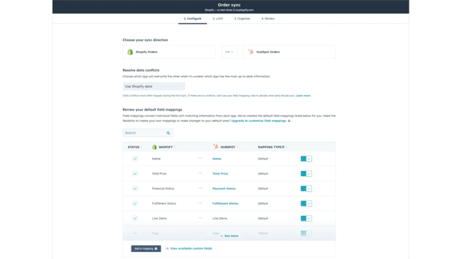 crm integration platforms, shopify connects with hubspot crm.